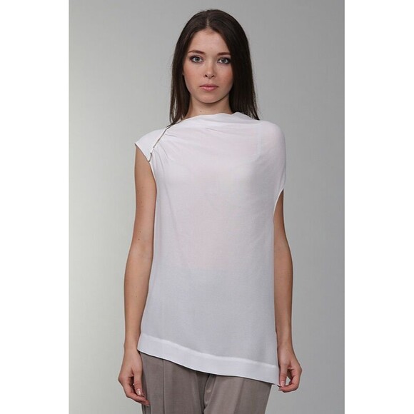 NWT $575 Silk Escada Designer White Blouse Top 40 Womens 10 M New Crystals Work - Picture 3 of 8